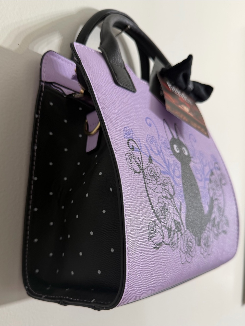 Studio Ghibli Kiki's Delivery Service Jiji Bow Floral Mini Satchel Bag - Picture 4 of 8